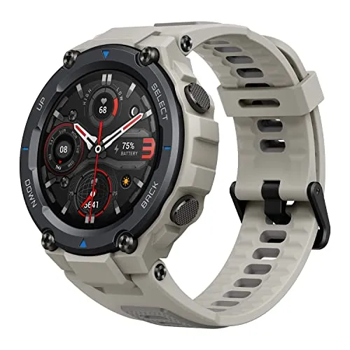 Amazfit T-Rex Pro Smart Watch with GPS, Outdoor Fitness Watch for Men, Military Standard Certified, 100  Sports Modes, 10 ATM Waterproof, 18 Day Battery Life, Blood Oxygen Heart Rate Monitor, Gray