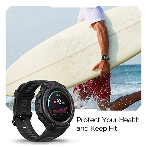 Amazfit T-Rex Pro Smart Watch with GPS, Outdoor Fitness Watch for Men, Military Standard Certified, 100  Sports Modes, 10 ATM Waterproof, 18 Day Battery Life, Blood Oxygen Heart Rate Monitor, Gray