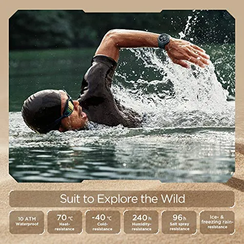 Amazfit T-Rex Pro Smart Watch with GPS, Outdoor Fitness Watch for Men, Military Standard Certified, 100  Sports Modes, 10 ATM Waterproof, 18 Day Battery Life, Blood Oxygen Heart Rate Monitor, Gray