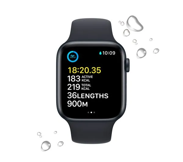 Apple Watch SE 2 GPS, 44mm Midnight Aluminium Case with Midnight Sport Band - Pristine