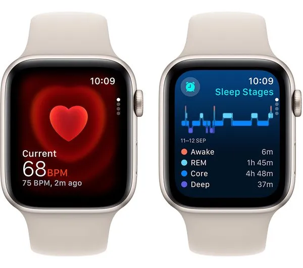 Apple Watch SE 2 GPS, 44mm Starlight Aluminium Case with Starlight Sport Band - S/M - Pristine