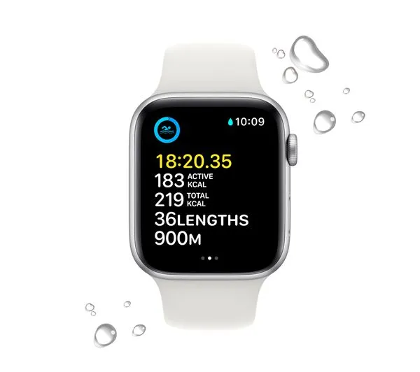 Apple Watch SE 2 GPS   Cellular, 44mm Silver Aluminium Case with White Sport Band - Pristine