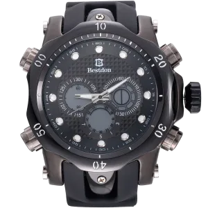 Bestdon Swiss Mens Sports Watches Quartz Analog Six Hands Black