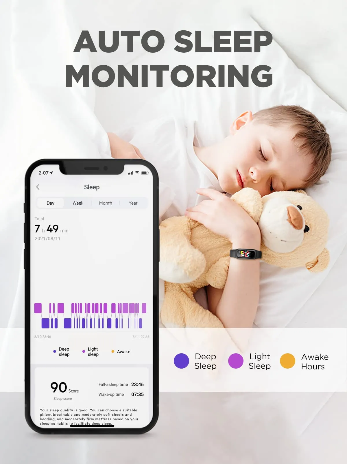 BIGGERFIVE Vigor 2 Kids Fitness Tracker Watch for Girls Boys Ages 5-12, IP68 Waterproof, Activity Tracker, Pedometer, Heart Rate Sleep Monitor, Calorie Step Counter Watch Black