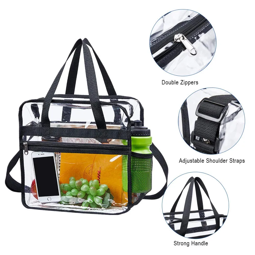 Clear Bag Stadium Approved,NCAA NFL&PGA Security Approved Clear Tote Bag with Multi-Pockets and Adjustable Shoulder Strap,Perfect for Work, School, Sports Games and Concerts-12 X12 X6