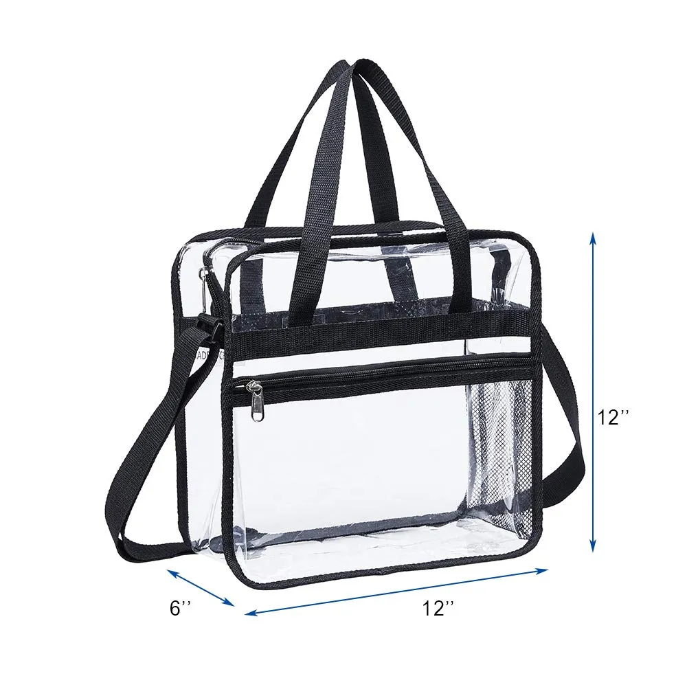 Clear Bag Stadium Approved,NCAA NFL&PGA Security Approved Clear Tote Bag with Multi-Pockets and Adjustable Shoulder Strap,Perfect for Work, School, Sports Games and Concerts-12 X12 X6