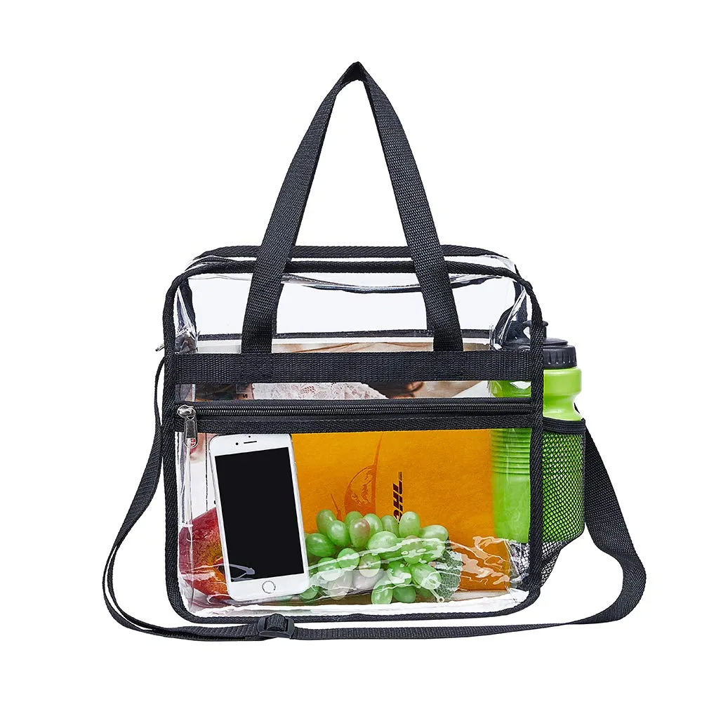 Clear Bag Stadium Approved,NCAA NFL&PGA Security Approved Clear Tote Bag with Multi-Pockets and Adjustable Shoulder Strap,Perfect for Work, School, Sports Games and Concerts-12 X12 X6