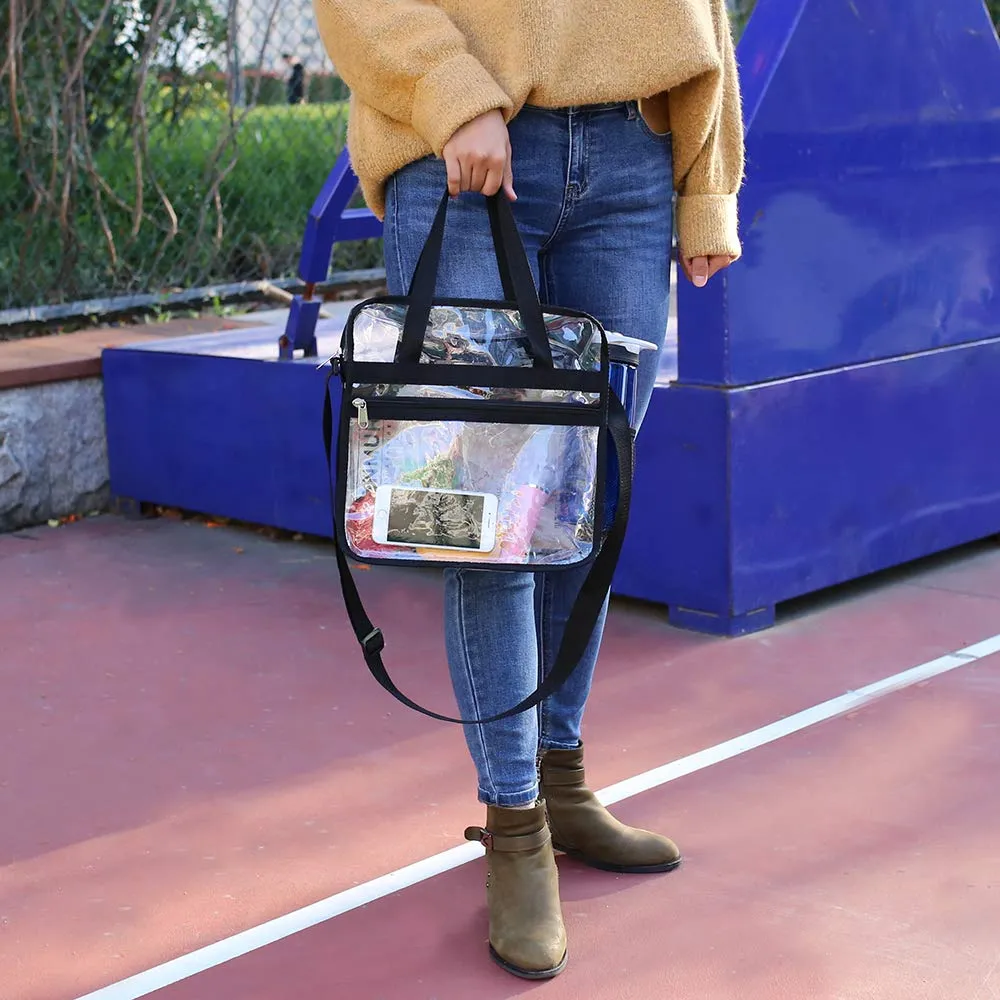 Clear Bag Stadium Approved,NCAA NFL&PGA Security Approved Clear Tote Bag with Multi-Pockets and Adjustable Shoulder Strap,Perfect for Work, School, Sports Games and Concerts-12 X12 X6