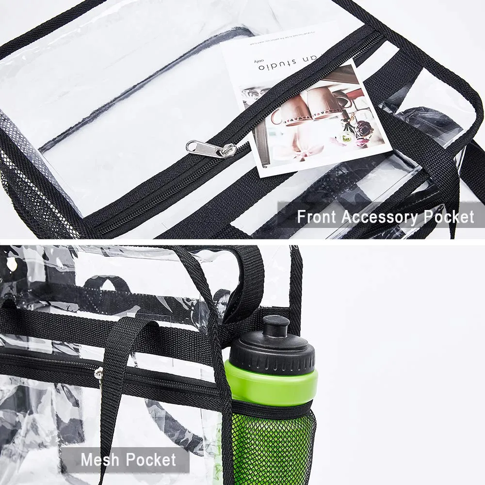 Clear Bag Stadium Approved,NCAA NFL&PGA Security Approved Clear Tote Bag with Multi-Pockets and Adjustable Shoulder Strap,Perfect for Work, School, Sports Games and Concerts-12 X12 X6