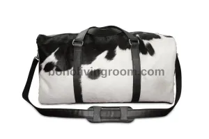 Cowhide Overnight Duffel Bag Black White