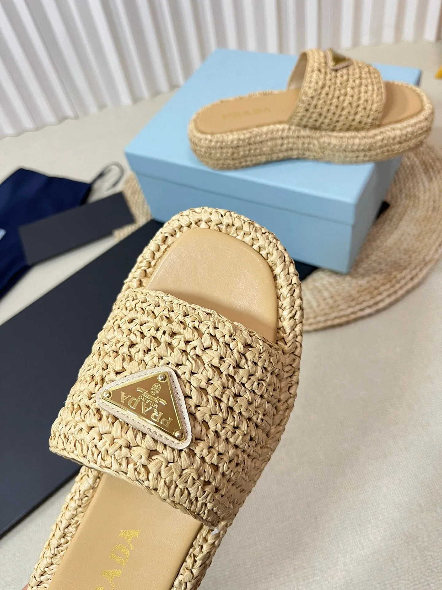 Crochet Flatform Slides 40 Beige