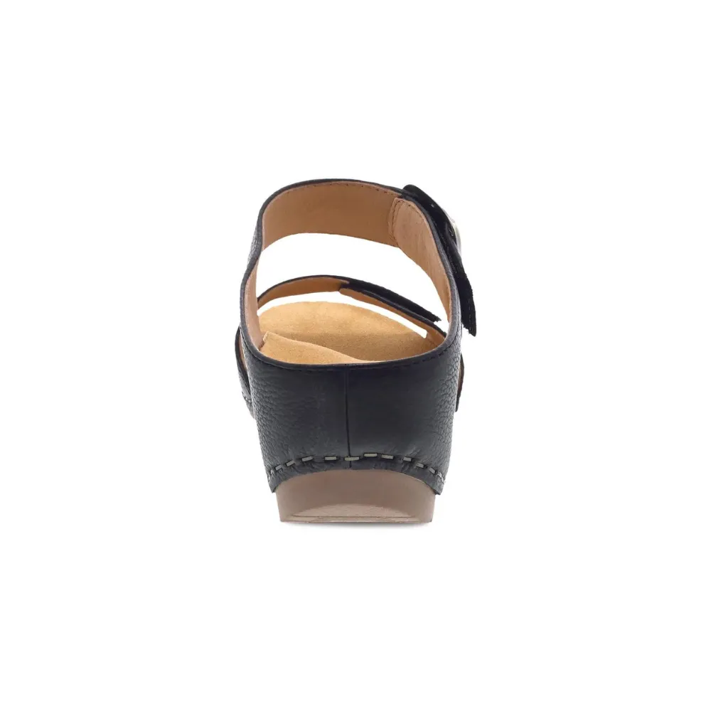 Dansko Tanya Black Milled Burnished Leather Sandal (Women's)