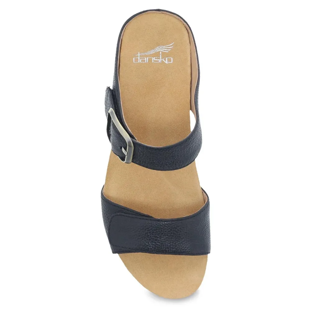 Dansko Tanya Black Milled Burnished Leather Sandal (Women's)