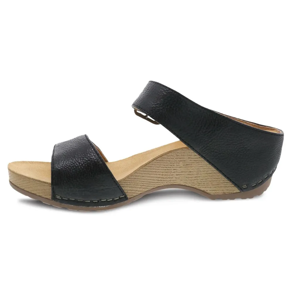 Dansko Tanya Black Milled Burnished Leather Sandal (Women's)