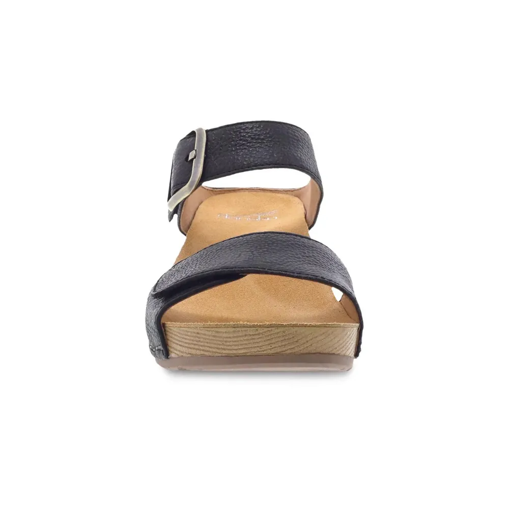 Dansko Tanya Black Milled Burnished Leather Sandal (Women's)