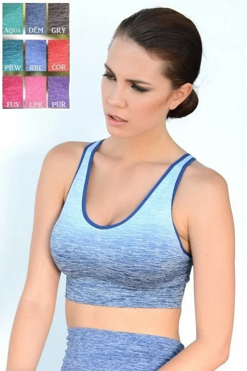 Dip Dye Ombre Activewear Bra Top
