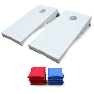 Driveway Games All Weather Cornhole Set. Regulation Corn Toss Boards & Bean Bags. Family Outdoor Lawn Yard Game, White