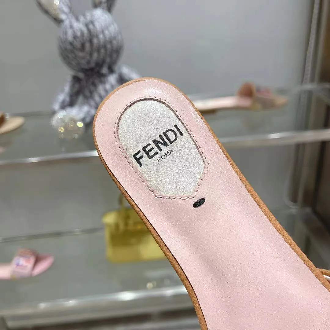 FF Multicolor Logo Slide Pink Tan Leather