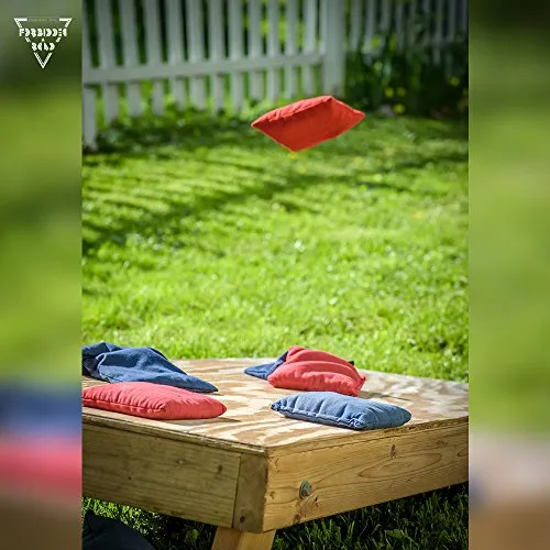 Forbidden Road Cornhole Bag Bean Bags Pack of 8 for Tossing Core Hole Games with Duck Canvas Material Cover and PP Plastic Pellets Inside - Free Carrying Bag Included (Gray & Wine Red, 14OZ)