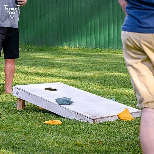Forbidden Road Cornhole Bag Bean Bags Pack of 8 for Tossing Core Hole Games with Duck Canvas Material Cover and PP Plastic Pellets Inside - Free Carrying Bag Included (Gray & Wine Red, 14OZ)