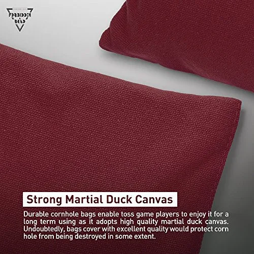 Forbidden Road Cornhole Bag Bean Bags Pack of 8 for Tossing Core Hole Games with Duck Canvas Material Cover and PP Plastic Pellets Inside - Free Carrying Bag Included (Gray & Wine Red, 14OZ)