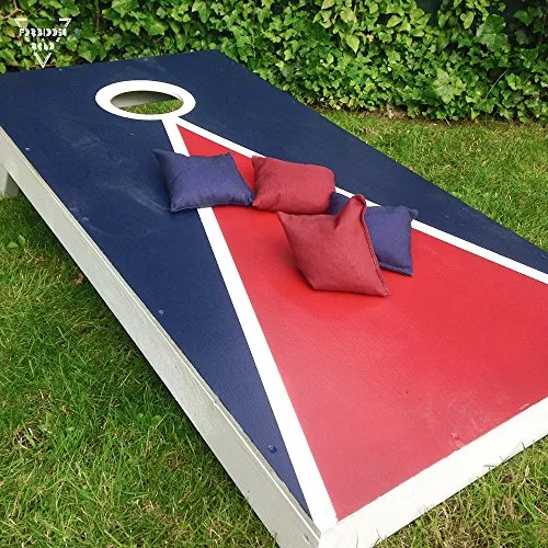Forbidden Road Cornhole Bag Bean Bags Pack of 8 for Tossing Core Hole Games with Duck Canvas Material Cover and PP Plastic Pellets Inside - Free Carrying Bag Included (Gray & Wine Red, 14OZ)