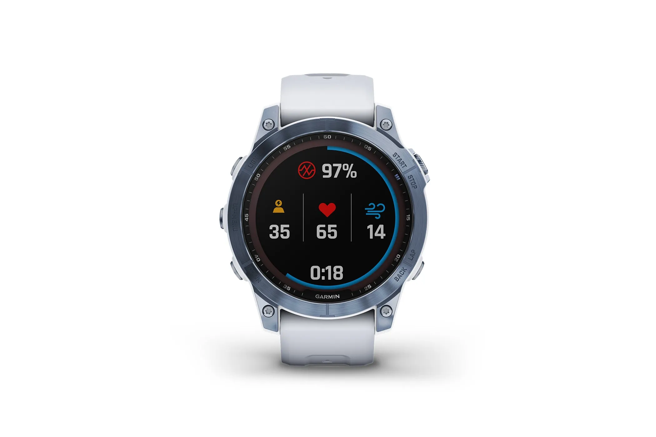 Garmin Fenix 7 Smartwatch Sapphire Solar Mineral Blue Ti Whitestone Band