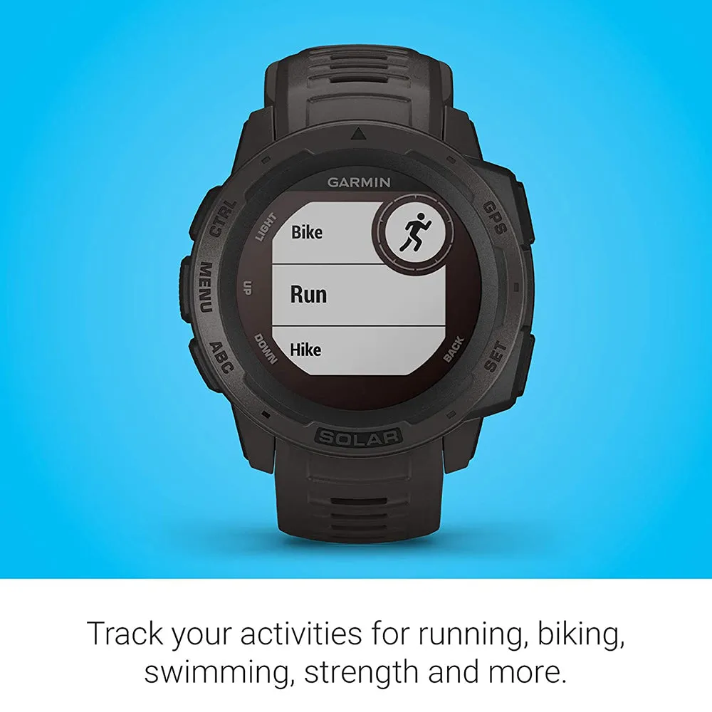 Garmin Instinct Graphite Silicone Band Digital Dial Solar GPS Smart Watch - 010-02293-10