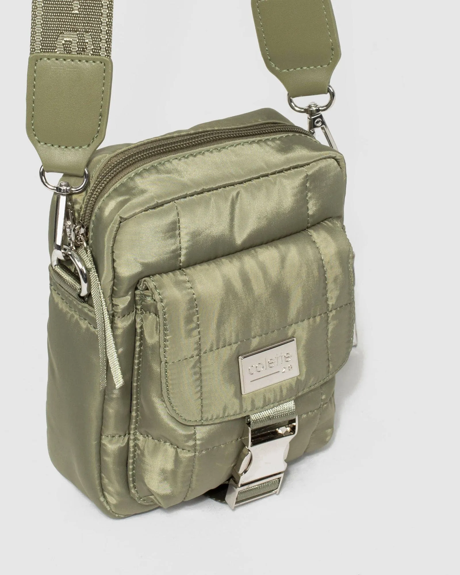 Khaki Emma Lock Crossbody Bag