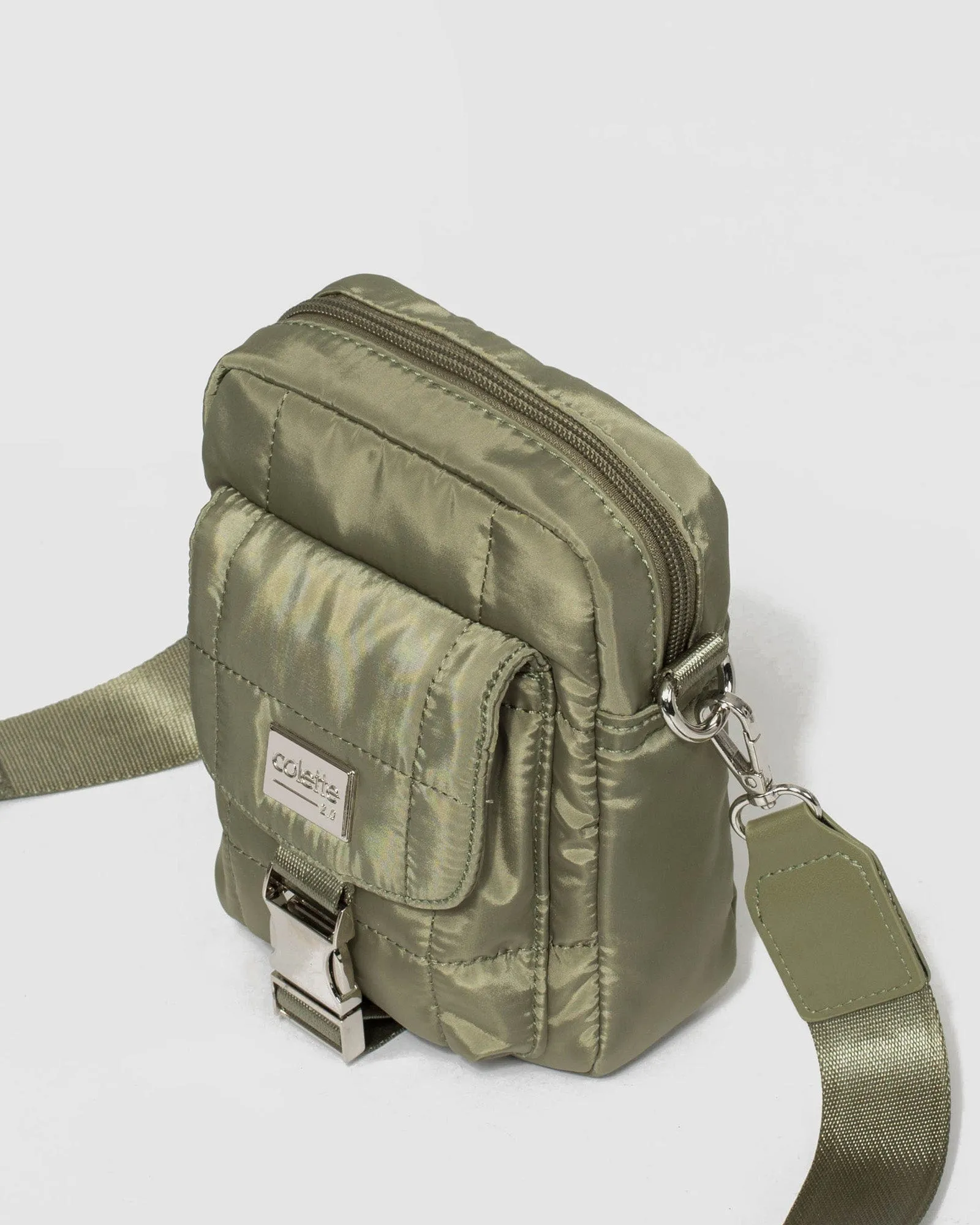 Khaki Emma Lock Crossbody Bag