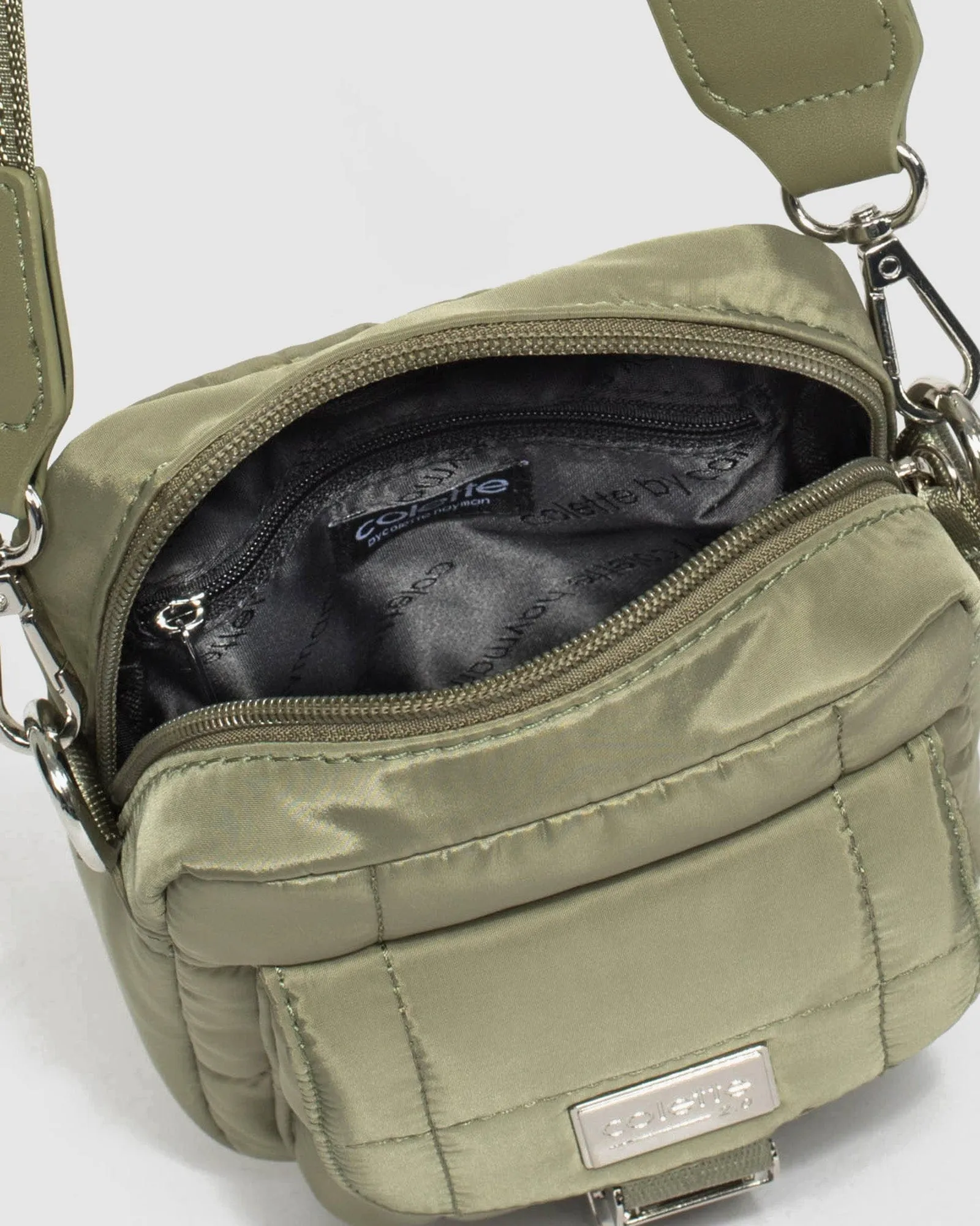 Khaki Emma Lock Crossbody Bag