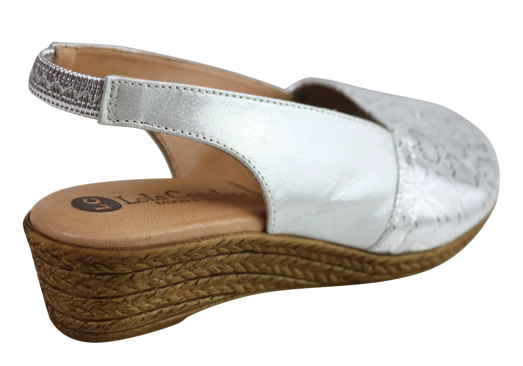 Lola Canales Glee Womens Comfort Leather Wedge Sandals Made In Spain