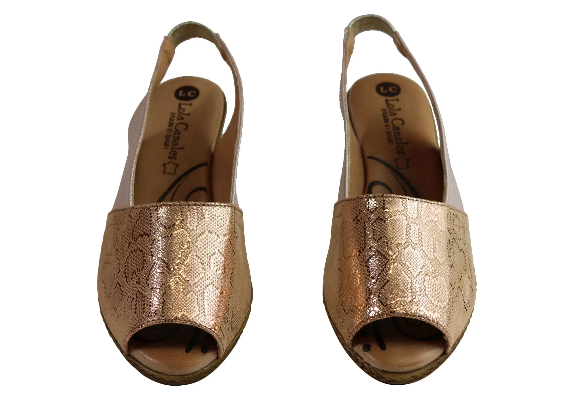 Lola Canales Glee Womens Comfort Leather Wedge Sandals Made In Spain