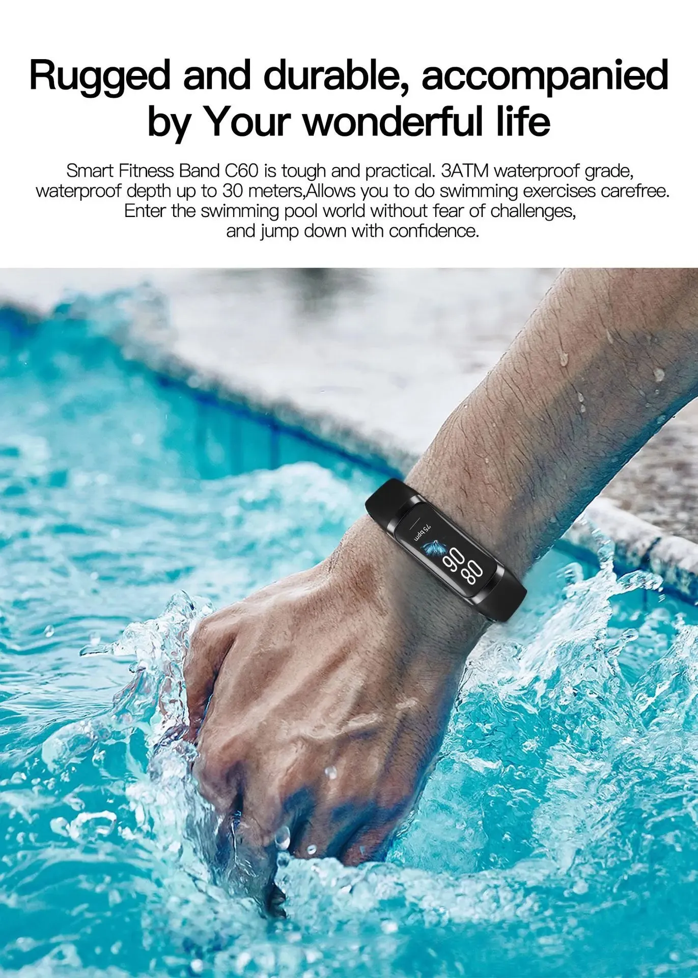Men Women Waterproof Fitness Tracker Slim Smart Watch