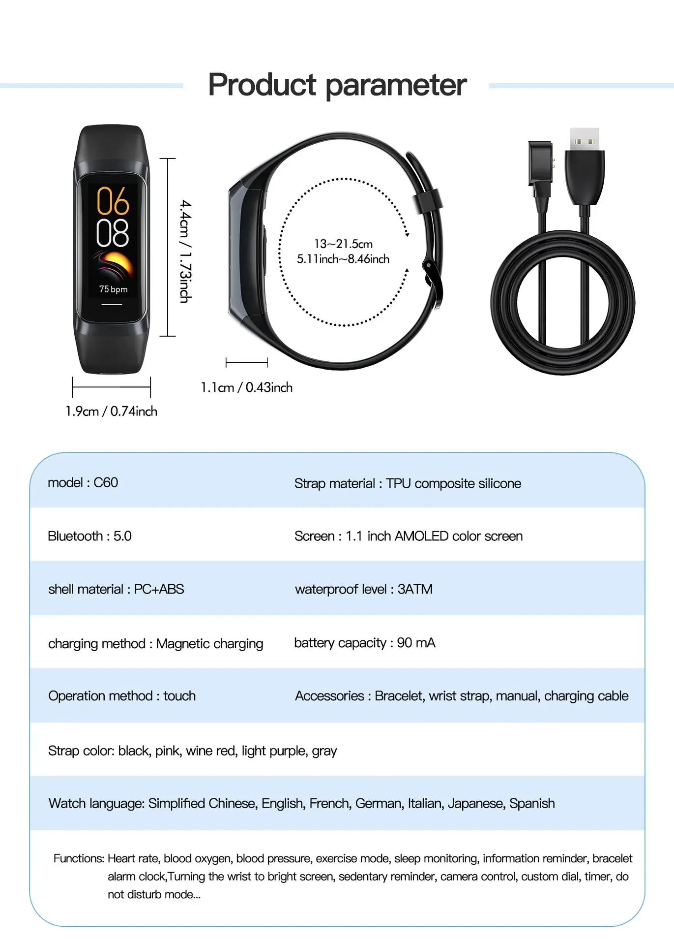 Men Women Waterproof Fitness Tracker Slim Smart Watch