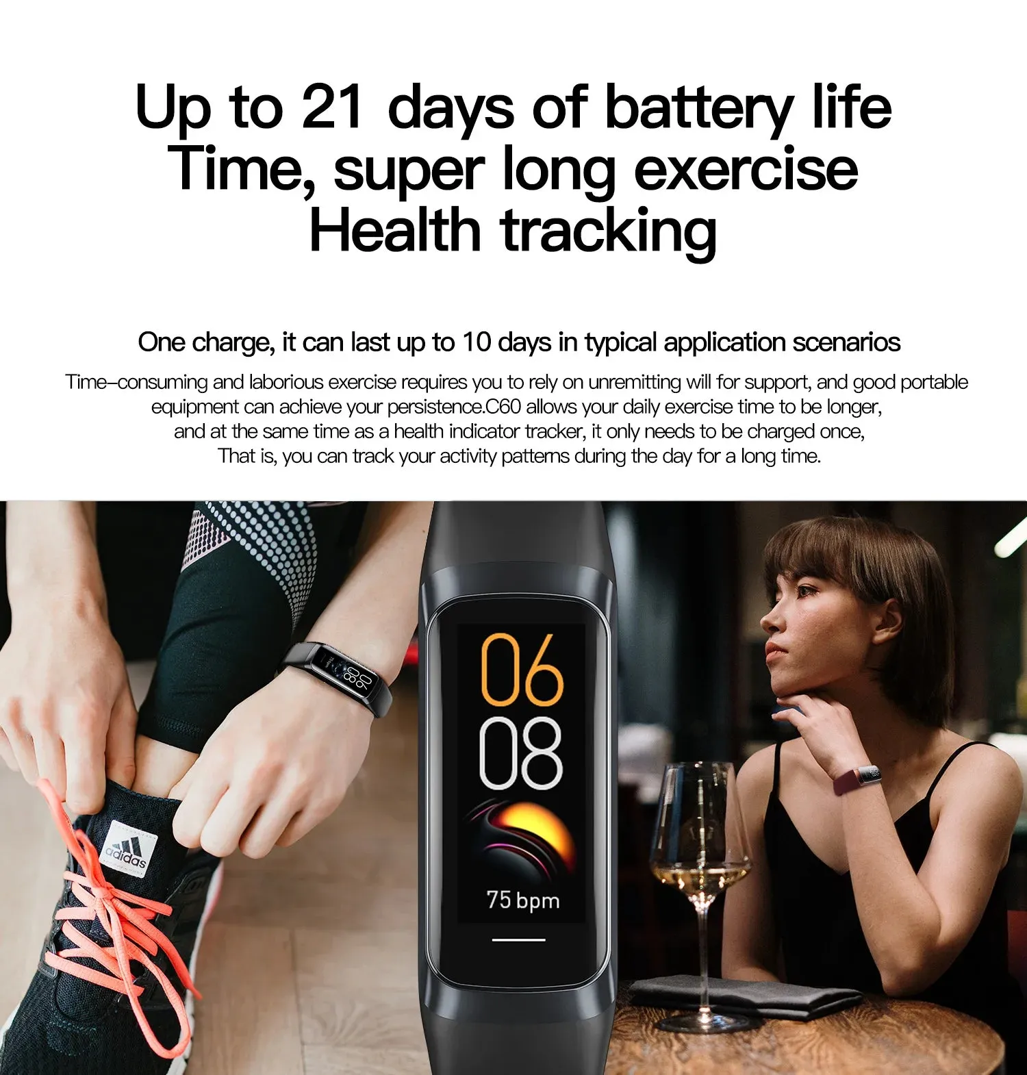 Men Women Waterproof Fitness Tracker Slim Smart Watch