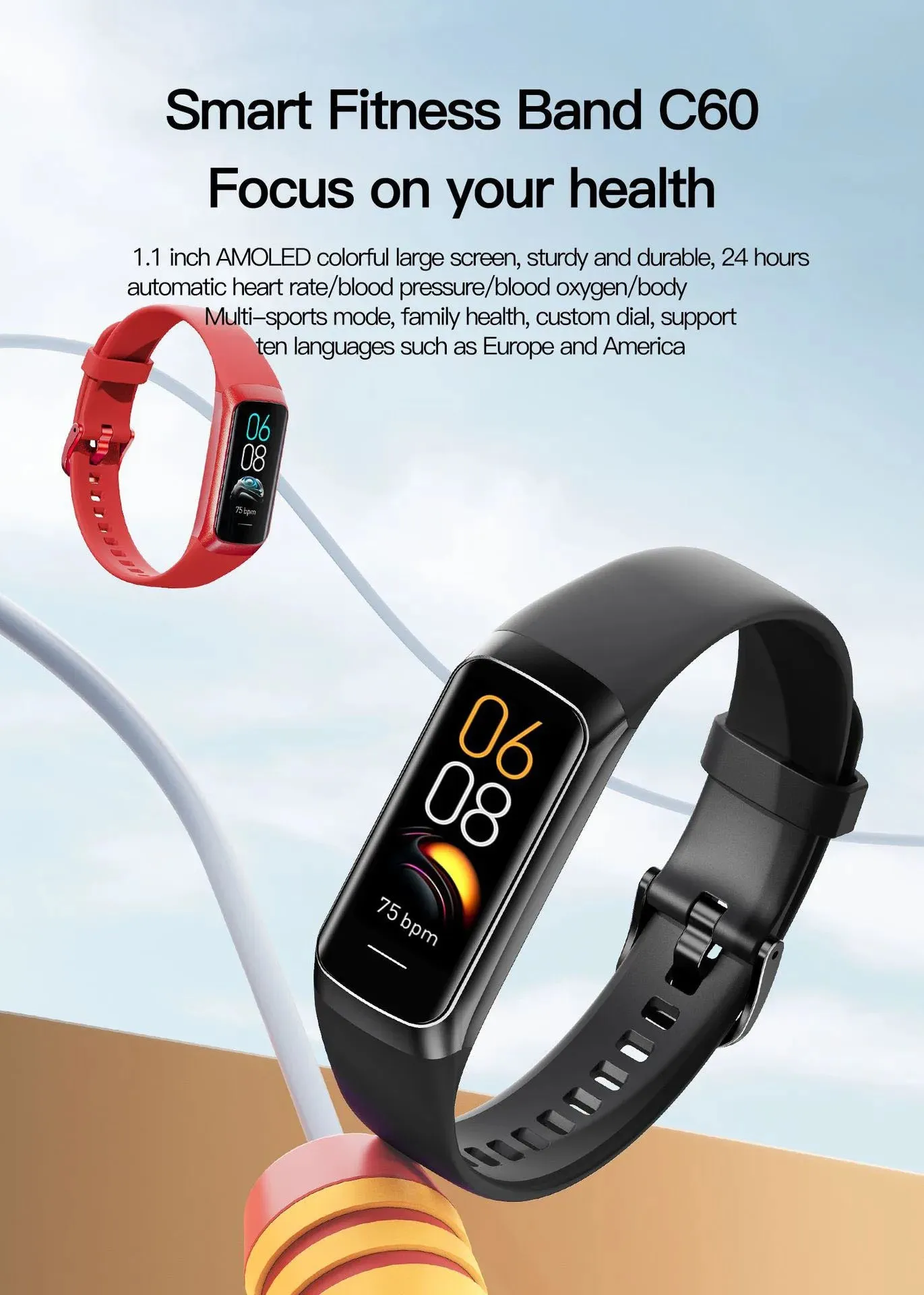 Men Women Waterproof Fitness Tracker Slim Smart Watch