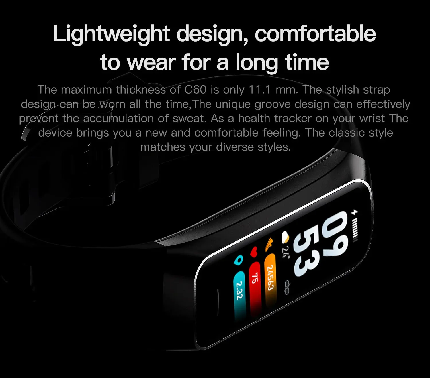 Men Women Waterproof Fitness Tracker Slim Smart Watch