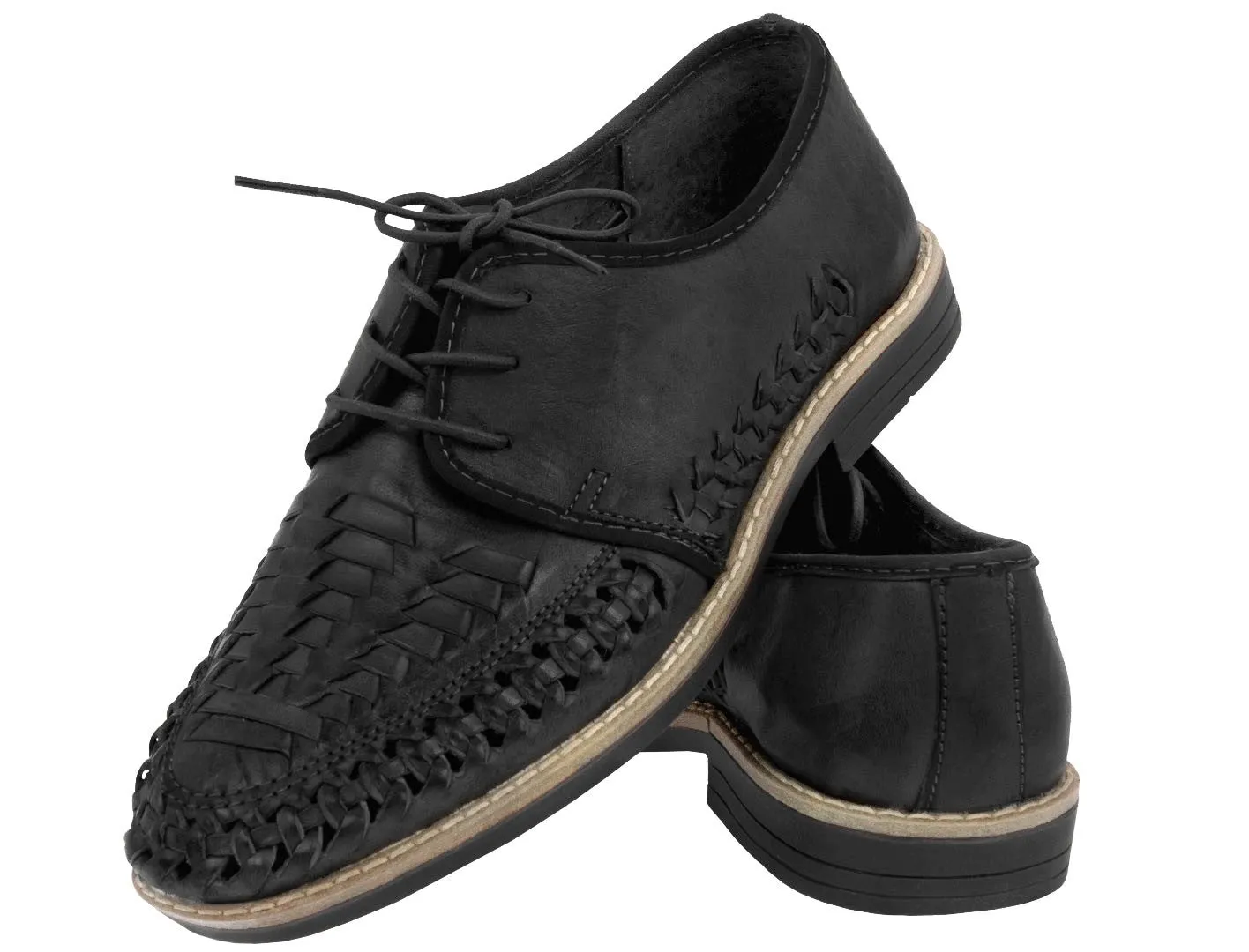 Mens Authentic Mexican Huaraches Leather Sandals Closed Toe Black - #198