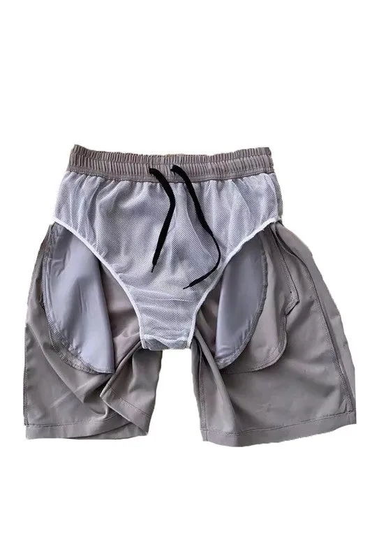 Men's Green Active Sports Performance Running Shorts