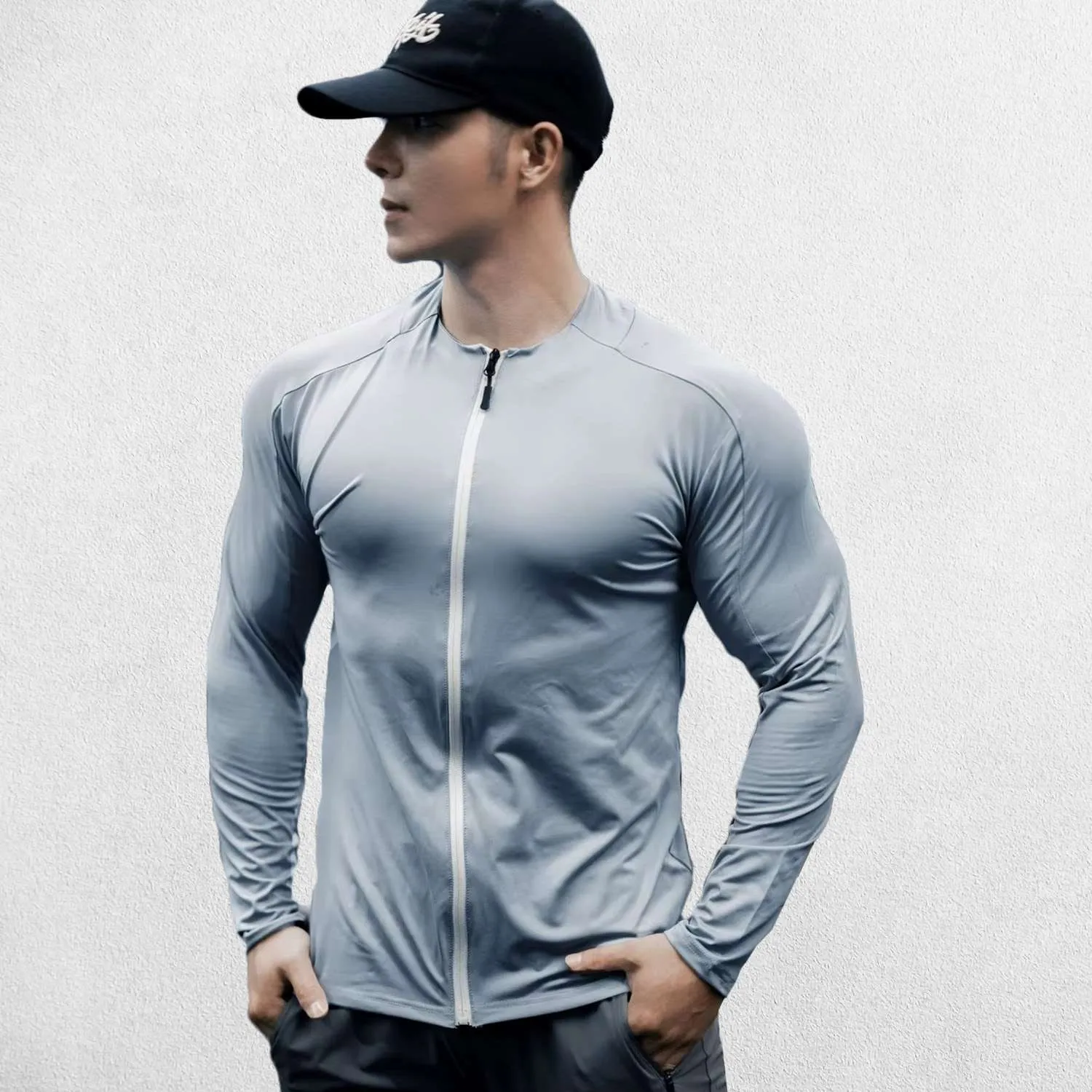 Men's Slim Fit Compression T-Shirt with Zipper, Lightweight and Breathable for Gym Workouts