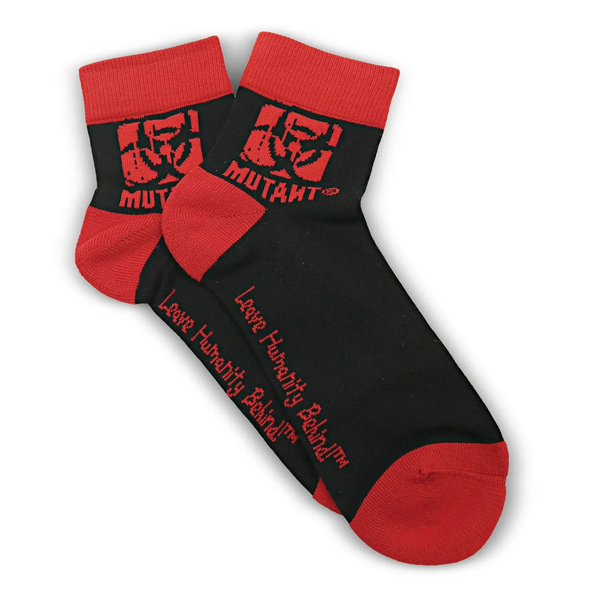 Mutant Quarter Length Gym Socks, Red & Black, Leave Humanity Behind