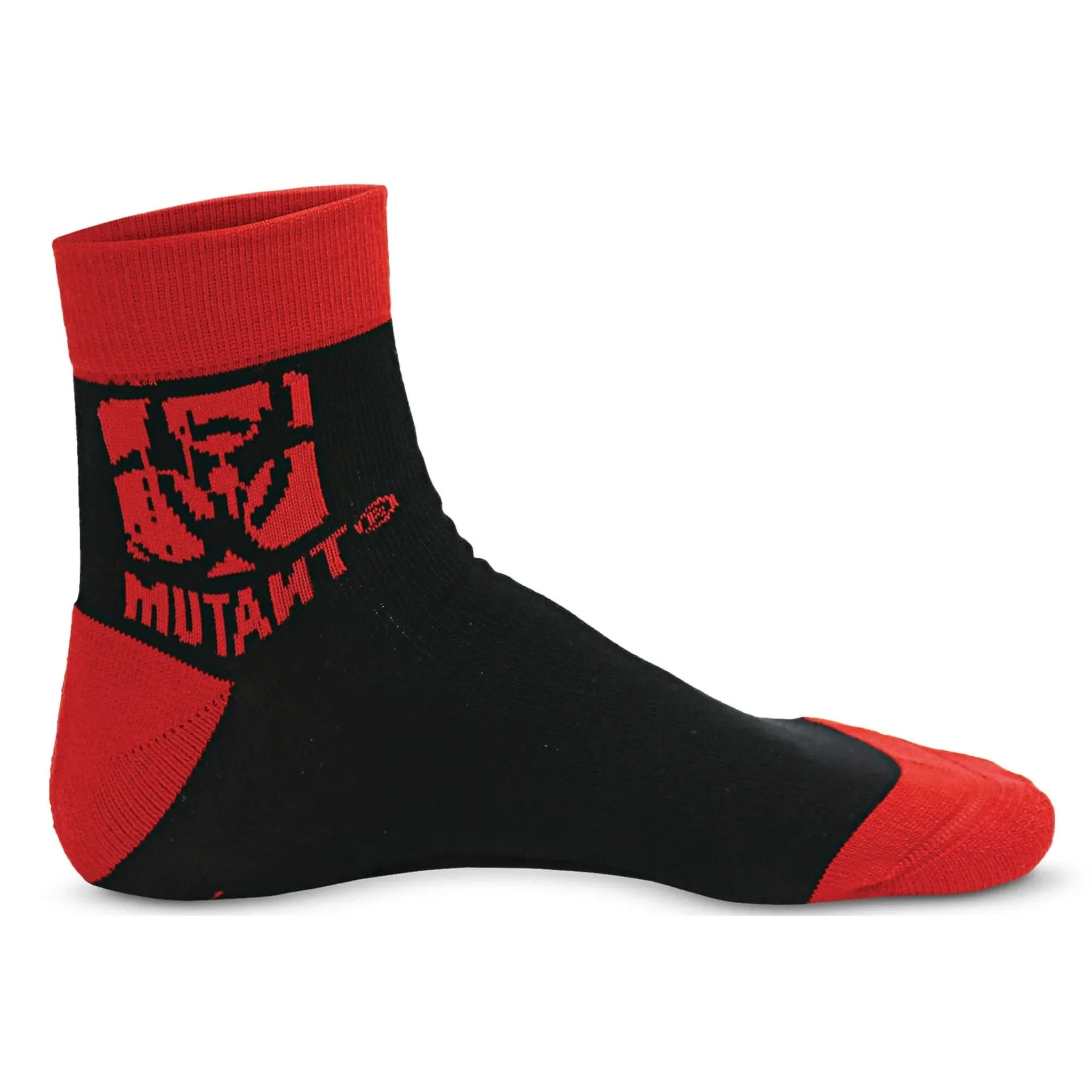 Mutant Quarter Length Gym Socks, Red & Black, Leave Humanity Behind