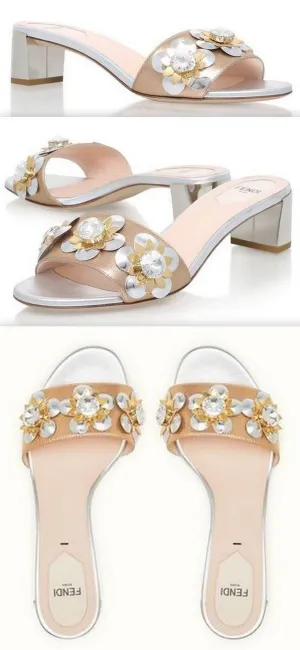 Natural Metallic Flower Slides