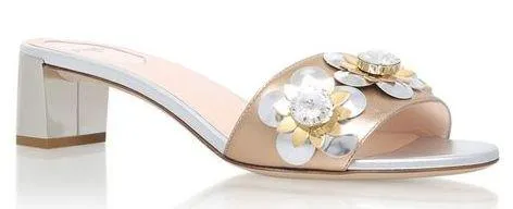 Natural Metallic Flower Slides