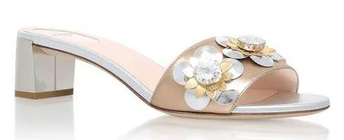 Natural Metallic Flower Slides