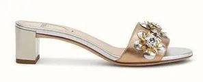 Natural Metallic Flower Slides