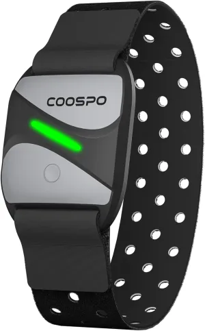 New Retail $60  COOSPO Heart Rate Monitor Armband HW807, Bluetooth 5.0 ANT  HRM with HR Zone LED Indicator, Tracking Heartbeat HRV for Fitness Training, Work with Peloton/Polar/Wahoo/Strava/Zwift/DDP Yoga