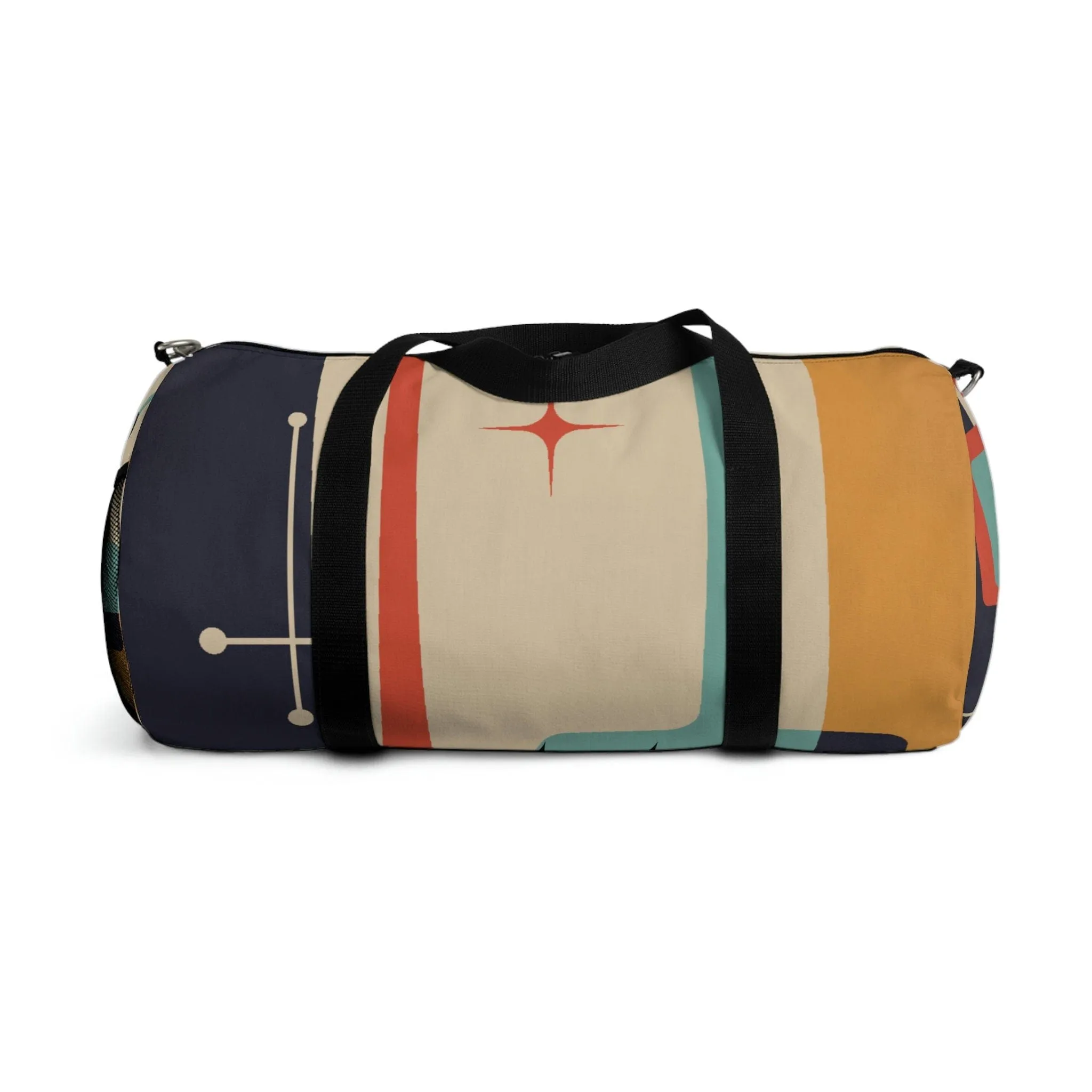 Retro Atomic Kitschy Cat Duffel Bag, Mid Century Modern Workout, Gym, Yoga Gear for Fitness Enthusiasts, Versatile Storage, Travel Adventure