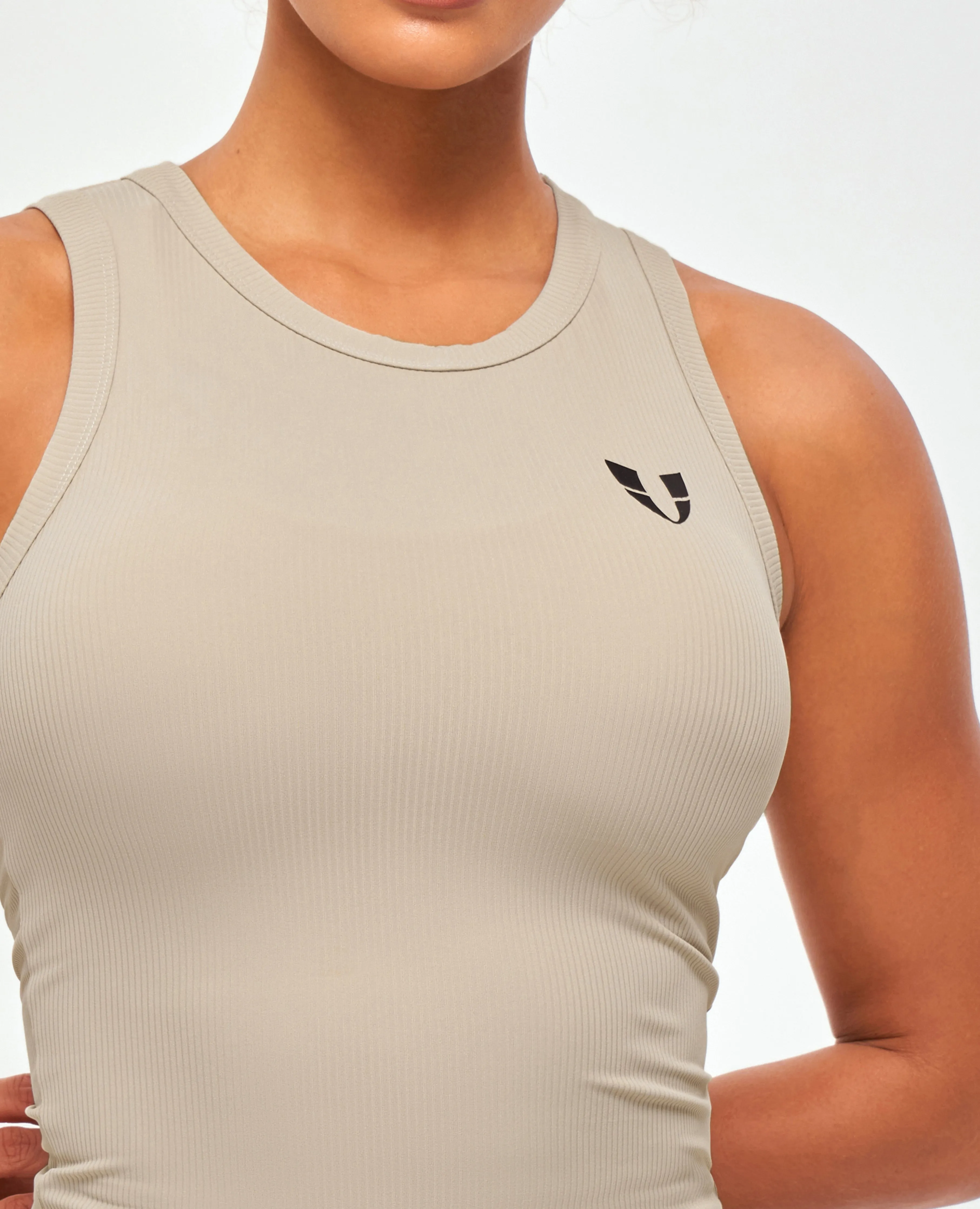Ribbed Workout Tank - Khaki